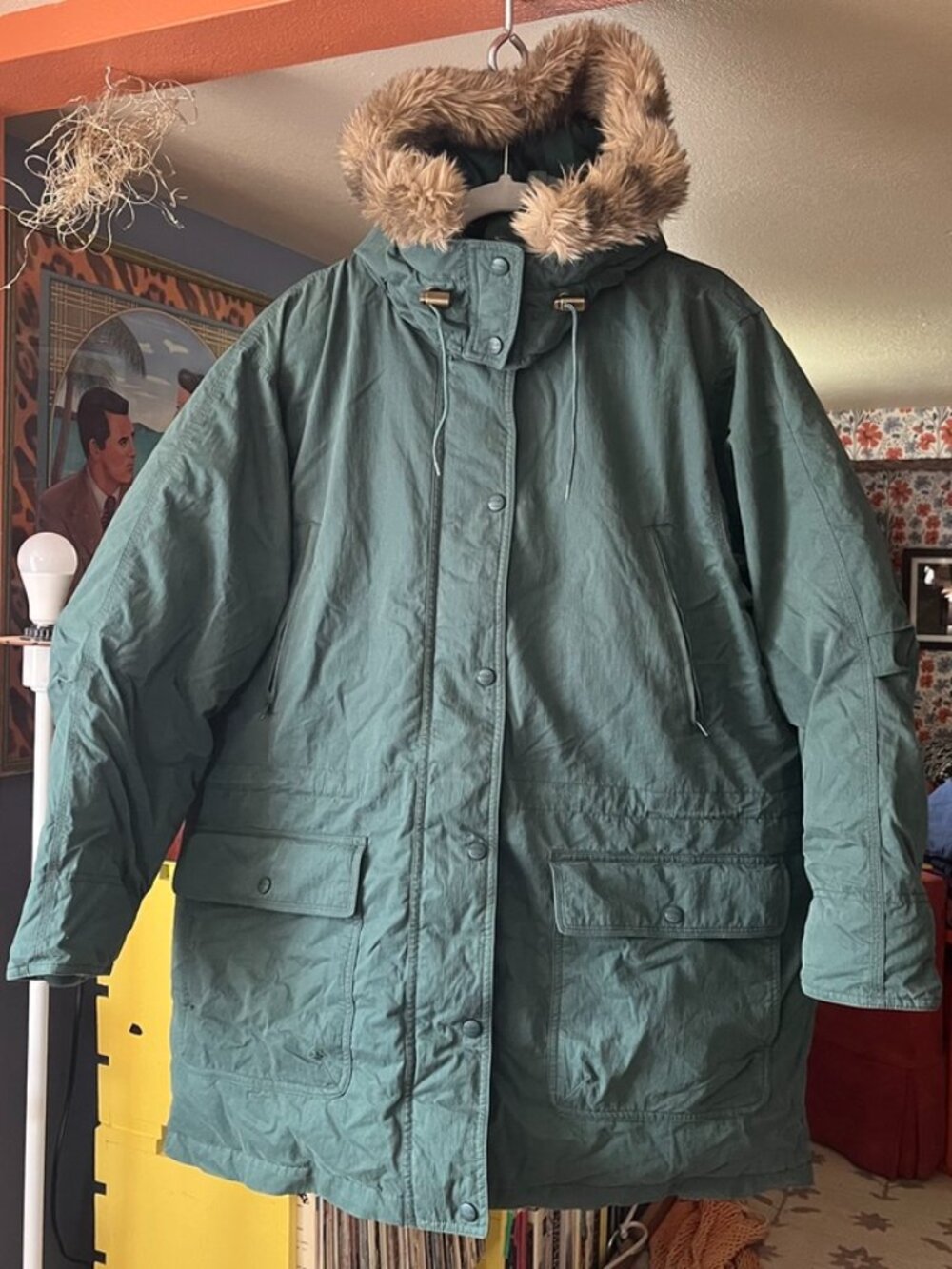 LL Bean Vintage Down Parka Forest Green Women's XL GUC